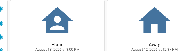 Home and Away buttons on the settings page