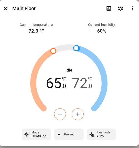 Main Floor thermostat control